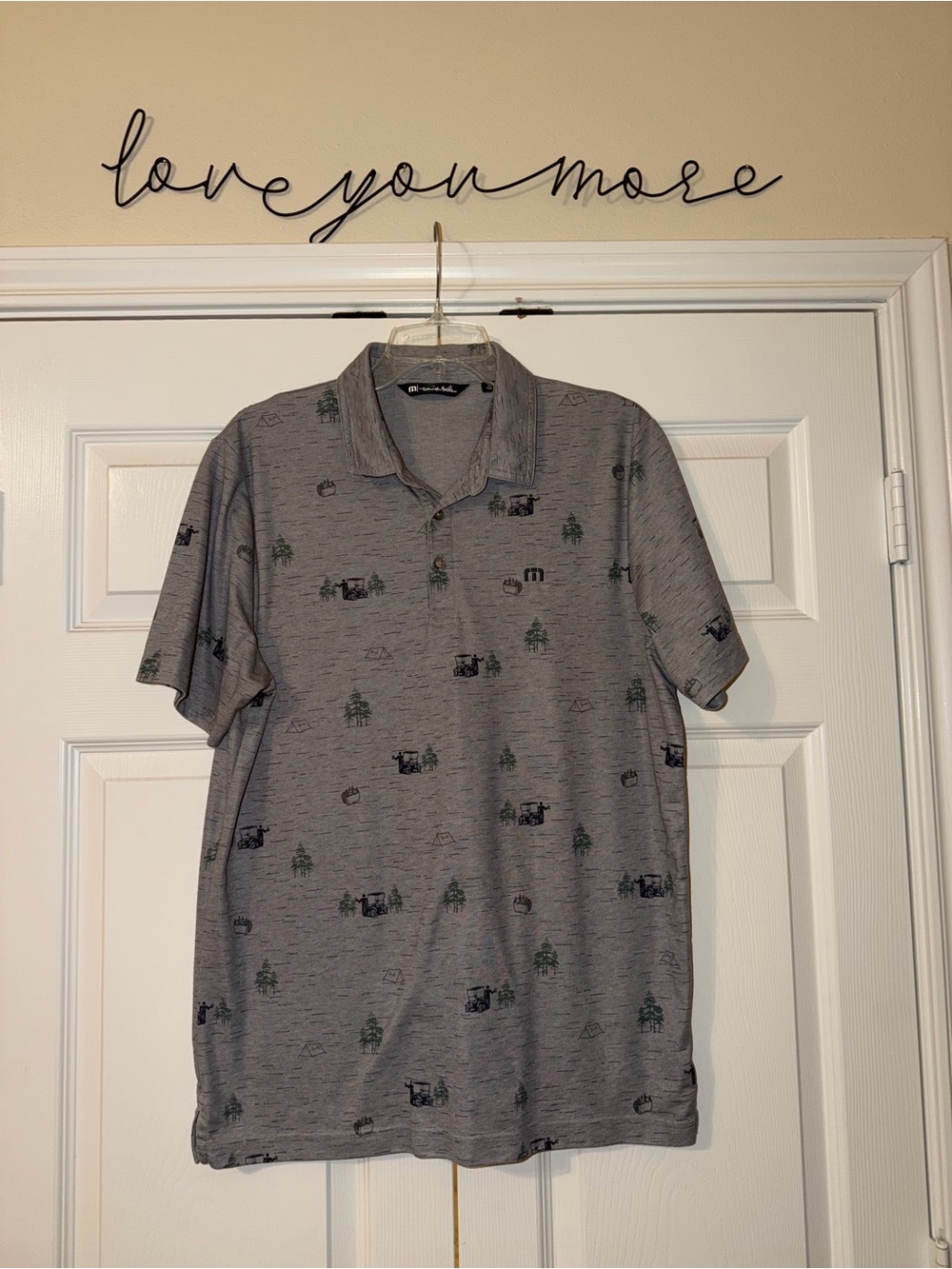 Travis Mathew Grey Polo with Subtle Outdoor Print